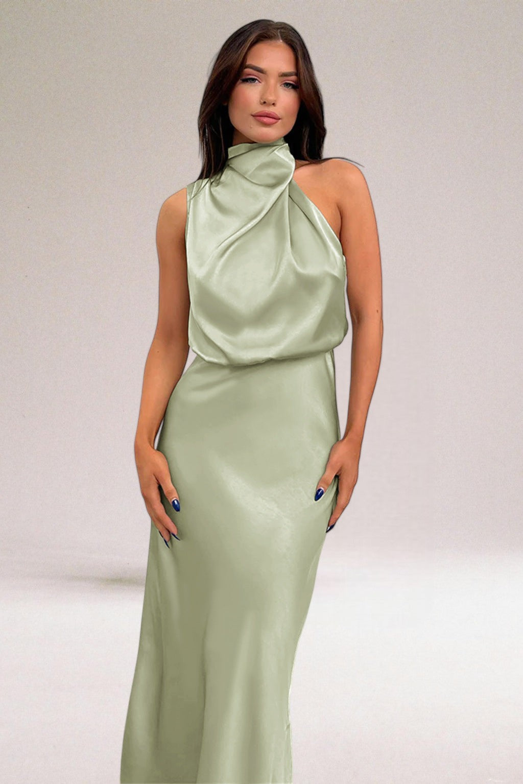 Seliora™ | Glamorous Satin Halterneck Dress