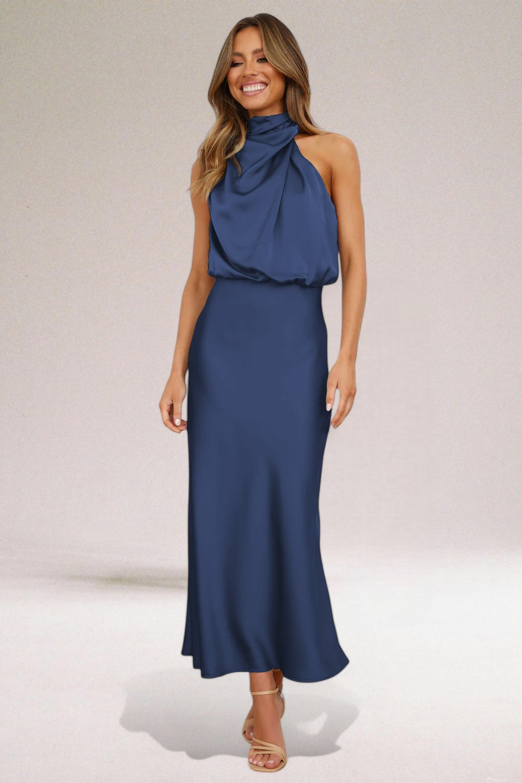 Seliora™ | Glamorous Satin Halterneck Dress