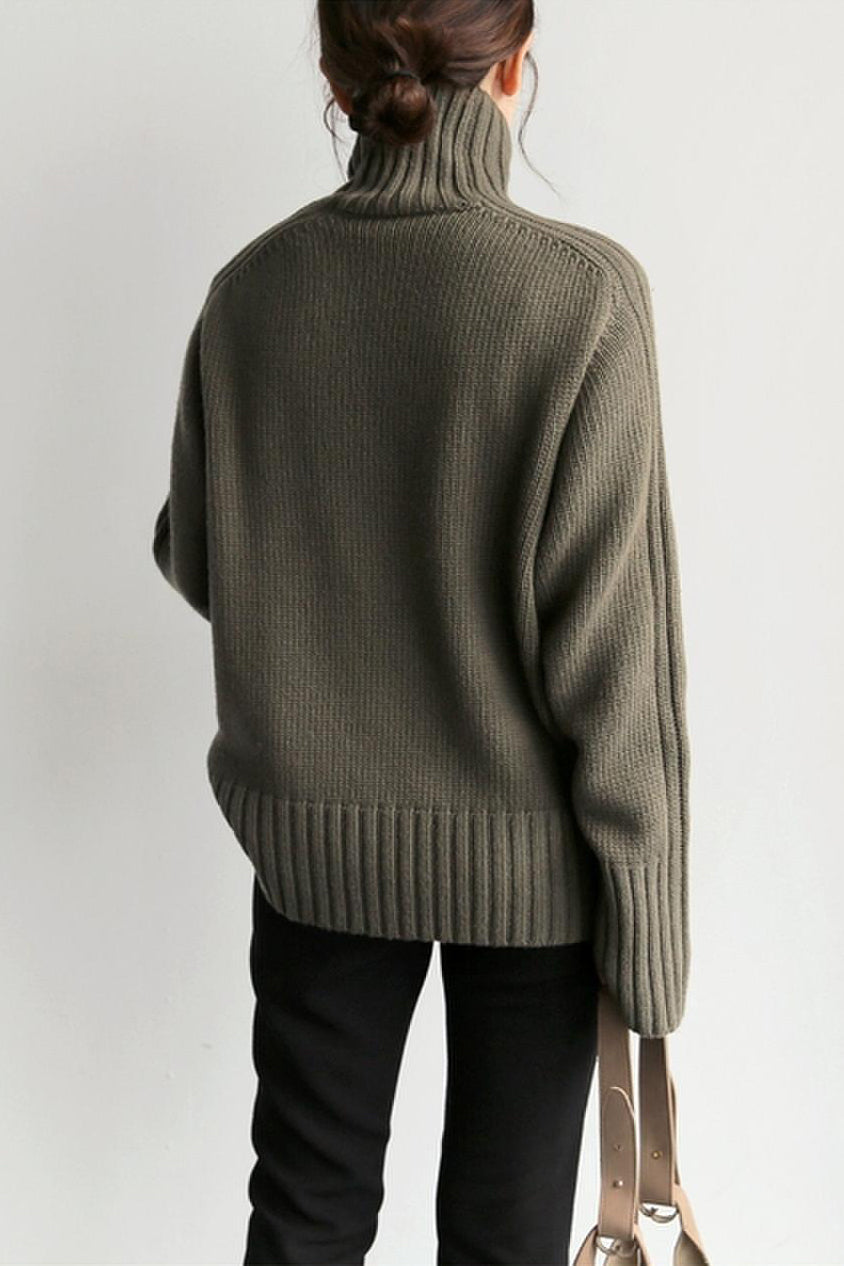 Basic High Neck Rib Knit Sweater - 6 Colors Available