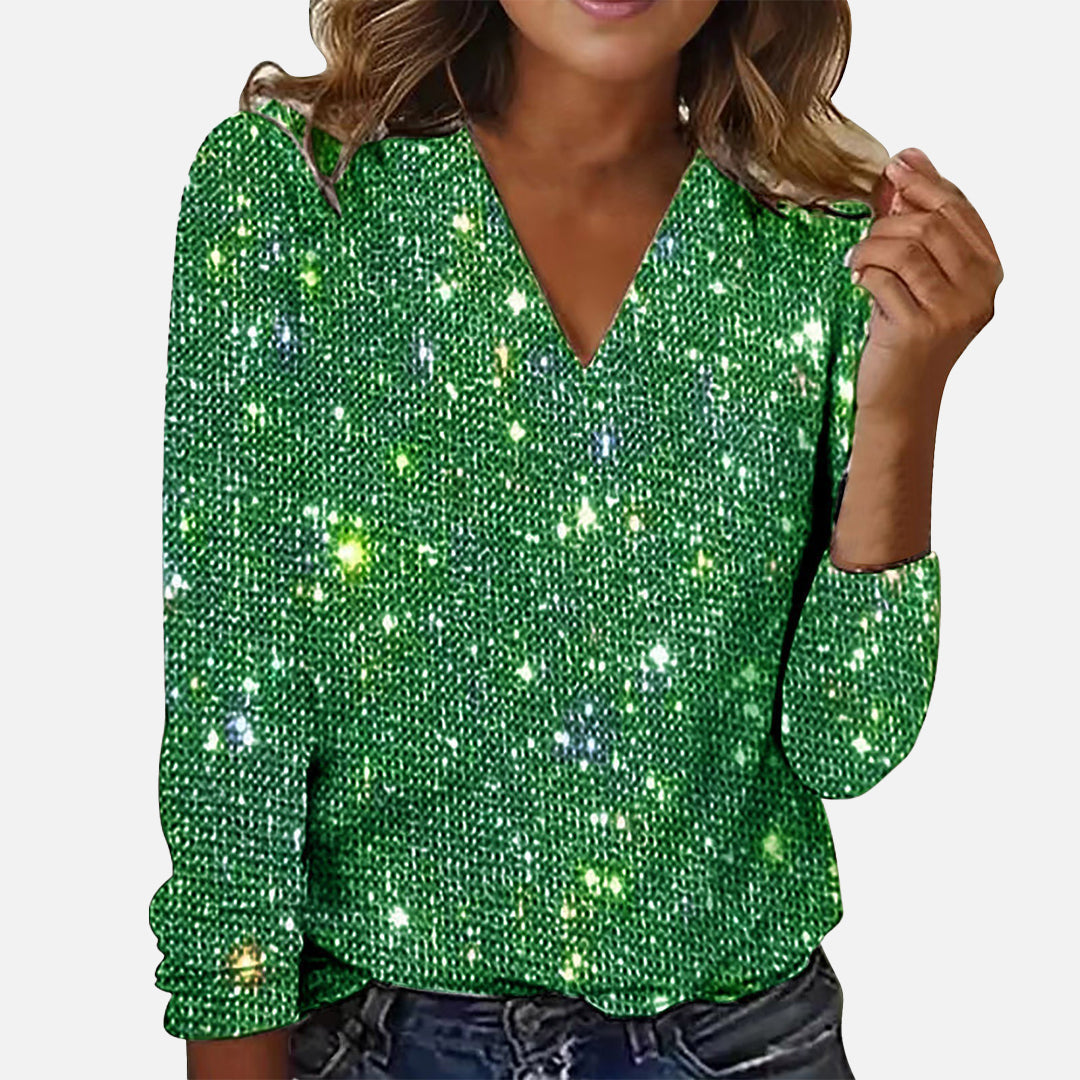 Veyona™ | Diamond V-Neck Blouse