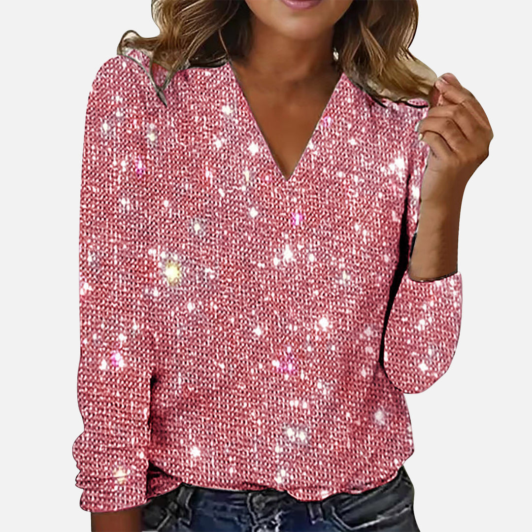 Veyona™ | Diamond V-Neck Blouse
