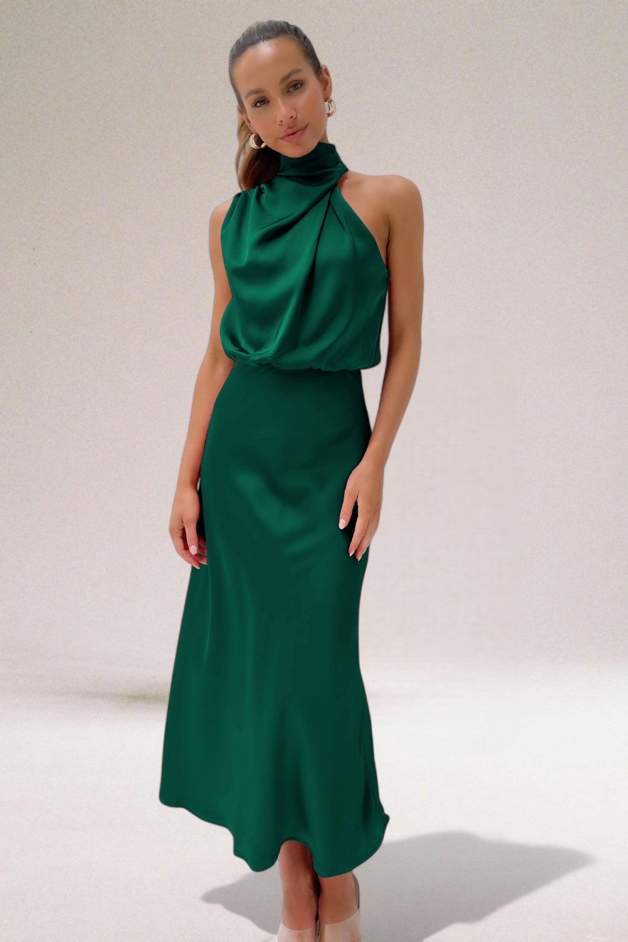Seliora™ | Glamorous Satin Halterneck Dress