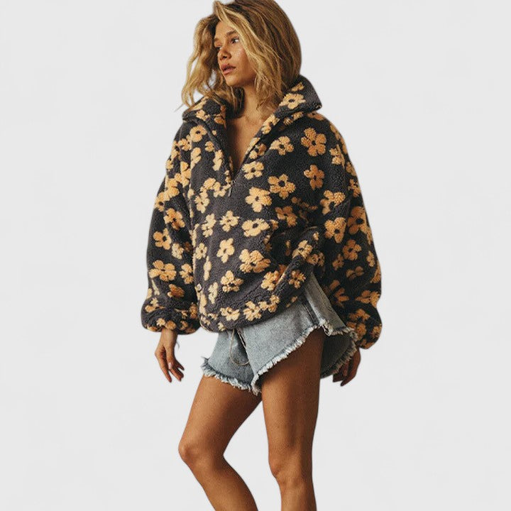 Marcelline™ | Floral Zip Sweater