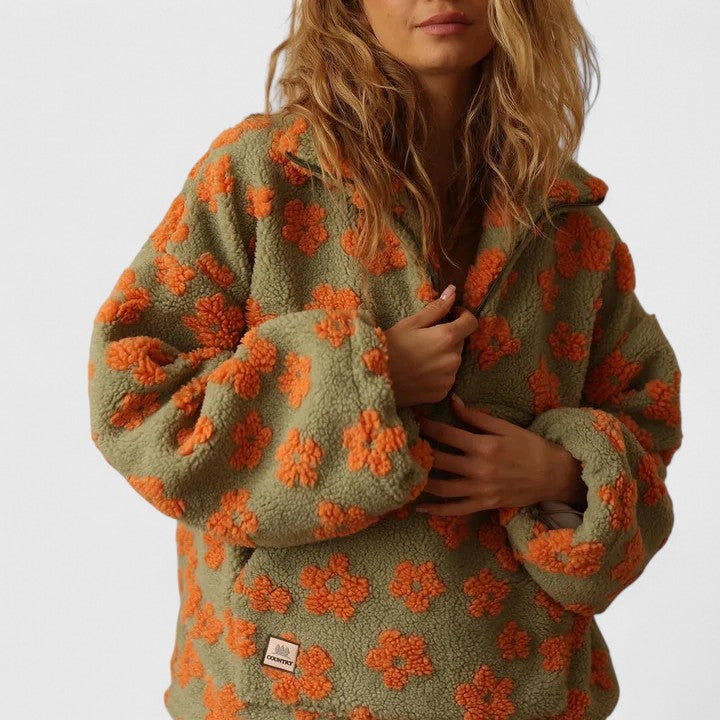 Marcelline™ | Floral Zip Sweater