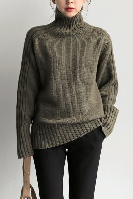 Basic High Neck Rib Knit Sweater - 6 Colors Available