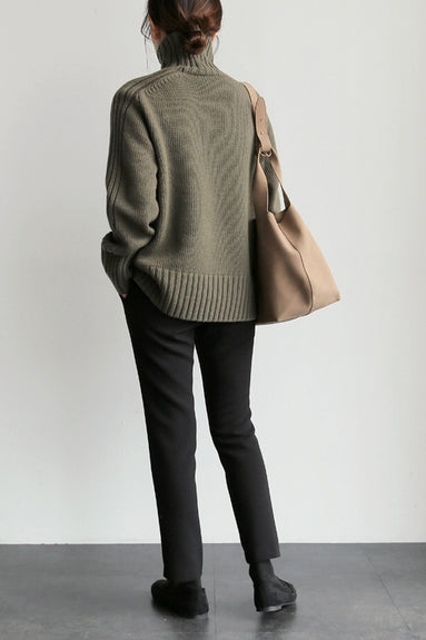 Basic High Neck Rib Knit Sweater - 6 Colors Available