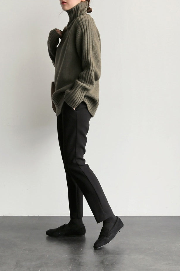 Basic High Neck Rib Knit Sweater - 6 Colors Available