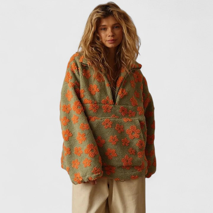 Marcelline™ | Floral Zip Sweater