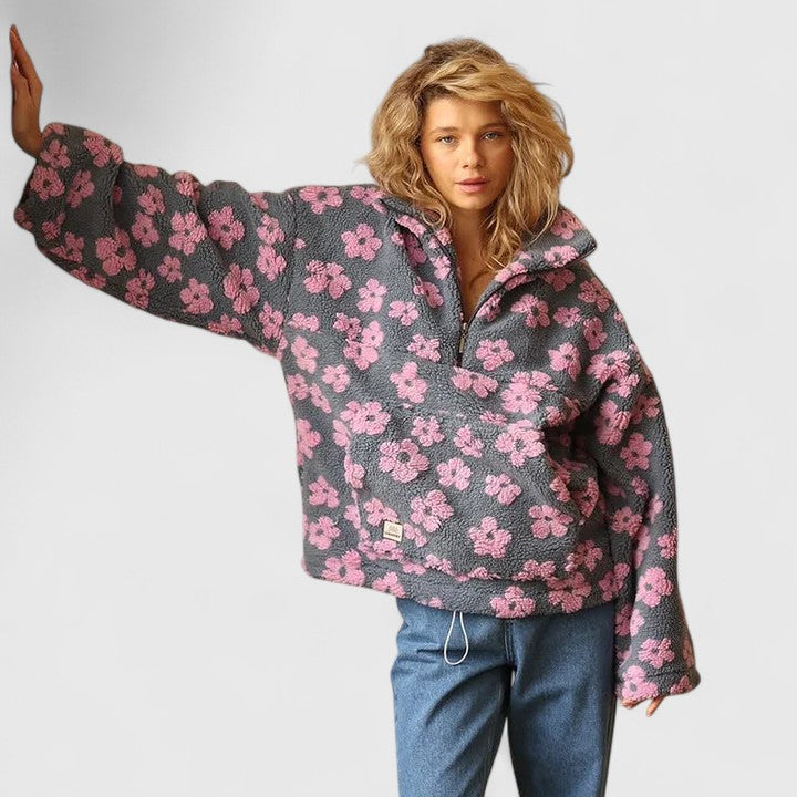 Marcelline™ | Floral Zip Sweater