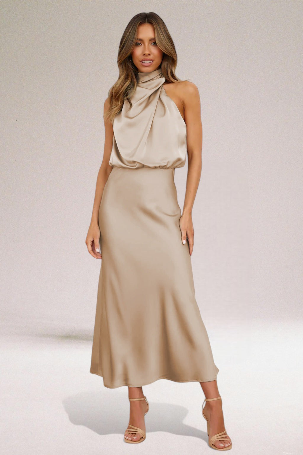 Seliora™ | Glamorous Satin Halterneck Dress