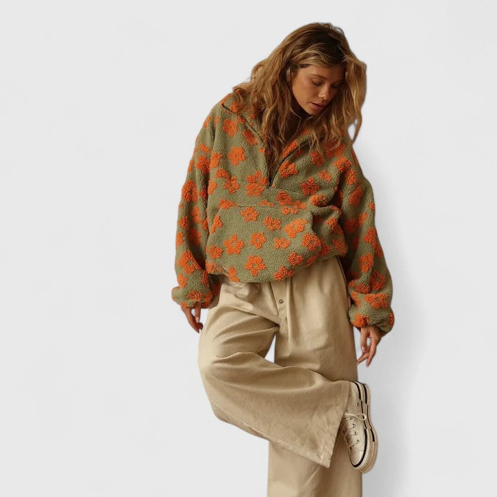 Marcelline™ | Floral Zip Sweater