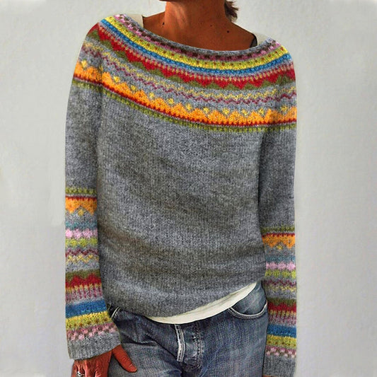 Lexi - Retro Nordic Pattern Fall Sweater