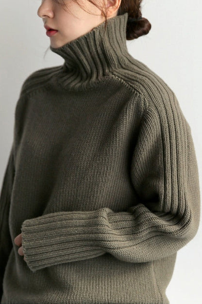 Basic High Neck Rib Knit Sweater - 6 Colors Available