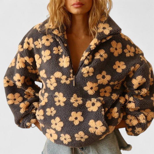 Marcelline™ | Floral Zip Sweater