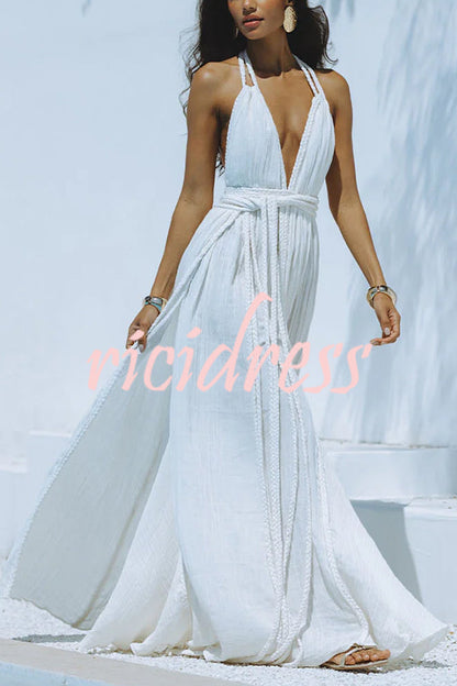 Faelina – Backless Halter Bandage Maxi Dress